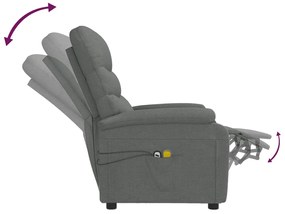 vidaXL Πολυθρόνα Μασάζ Ηλεκτρική Σκούρο Γκρι Υφασμάτινη