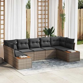 vidaXL Σετ Καναπέ Κήπου 7 pcs Γκρι 289 x 154 x 85 εκ. Πολυ ράταν
