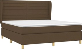 vidaXL Κρεβάτι Boxspring με Στρώμα Σκούρο Καφέ 180x200 εκ Υφασμάτινο