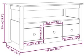 Τραπεζάκι Σαλονιού Λευκό 102x49x55 εκ. από Μασίφ Ξύλο Πεύκου - Λευκό