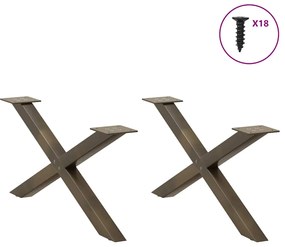 vidaXL Πόδια Τραπεζιού Σαλονιού σε Σχήμα Χ, 2 τεμ. από Φυσικό Ατσάλι 70x(30-31) εκ. Ατσάλι