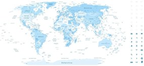 Εικόνα στο φελλό λεπτομερής παγκόσμιος χάρτης σε μπλε - 100x50  transparent