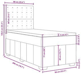 Κρεβάτι Boxspring με Στρώμα Μπλε 90x200 εκ.Υφασμάτινο - Μπλε