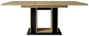 Τραπέζι Goodyear 124, Artisan βελανιδιά, Μαύρο, 75x90x140cm, 63 kg, Επιμήκυνση, Πλαστικοποιημένη μοριοσανίδα | Epipla1.gr