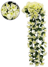 GloboStar® 78056 Τεχνητό Κρεμαστό Φυτό Διακοσμητικών Λουλουδιών με Λευκά Φλόξ M30 x Υ80 x Π30cm