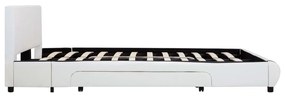 vidaXL Πλαίσιο Κρεβατιού με Συρτάρια Λευκό 140x200 εκ. Συνθετικό Δέρμα