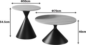 Τραπέζι σαλονιού Hemena pakoworld σετ 2τεμ σε μαύρη-φυσική απόχρωση