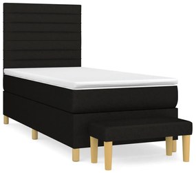 vidaXL Κρεβάτι Boxspring με Στρώμα Μαύρο 80 x 200 εκ. Υφασμάτινο