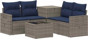 vidaXL Σετ Καναπέ 6 τμχ. Γκρι και Navy Blue Πολυ-ρακί και Χάλυβας