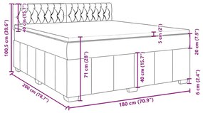 Κρεβάτι Boxspring με Στρώμα Σκούρο Γκρι 180x200 εκ Υφασμάτιν - Γκρι