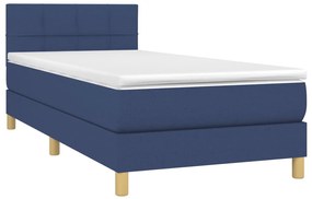 vidaXL Κρεβάτι Boxspring με Στρώμα &amp; LED Μπλε 100x200 εκ. Υφασμάτινο