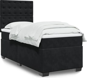 vidaXL Κρεβάτι Boxspring με Στρώμα Μαύρο 80 x 200 εκ. Βελούδινο