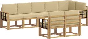 vidaXL Σειρά Καναπέ Εξωτερικού 8 pcs Λευκό και Μπεζ Πολυεστέρας