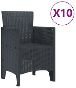 vidaXL Σετ 11 Τεμαχίων Τραπεζαρίας Κήπου  Ανθρακί Πολυ Ρατάν