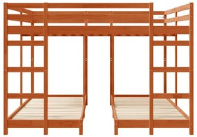 vidaXL Σκελετός Κουκέτας Τριών Επιπέδων Κερωτό καφέ 200 x 200 cm