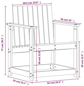 Καρέκλα Κήπου Λευκή 62 x 56 x 77 εκ. Μασίφ Ξύλο Πεύκου - Λευκό