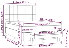 Κρεβάτι Boxspring με Στρώμα Ανοιχτό Γκρι 140x200 εκ. Υφασμάτινο - Γκρι