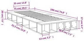 ΠΛΑΙΣΙΟ ΚΡΕΒΑΤΙΟΥ ΓΚΡΙ SONOMA 75X190 ΕΚ. ΕΠΕΞΕΡΓΑΣΜΕΝΟ ΞΥΛΟ 3280536