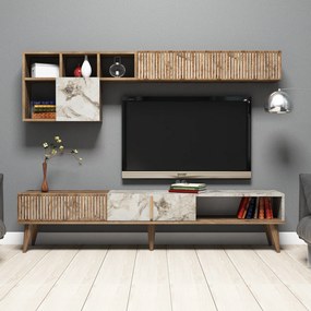 Σύνθεση Τηλεόρασης Καρυδί / Λευκό GAFLIE 180x35x40