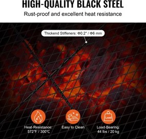 VEVOR 32" Rectangle Cooking Grate Fire Pit Grill Grate X-Marks Heavy-Duty Steel