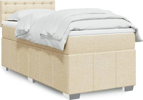 vidaXL Κρεβάτι Boxspring με Στρώμα Κρεμ 90x190 εκ.Υφασμάτινο