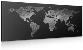 Εικόνα νυχτερινό ασπρόμαυρο παγκόσμιο χάρτη - 100x50