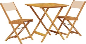 vidaXL Σετ Επίπλων Bistro 3 τεμ. Μπεζ Ύφασμα/Μασίφ Πεύκου