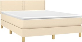 vidaXL Κρεβάτι Boxspring με Στρώμα Κρεμ 140x200 εκ. Υφασμάτινο
