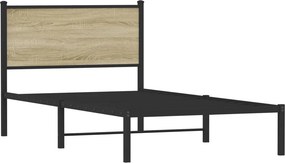 vidaXL Σκελετός Κρεβ. Χωρίς Στρώμα Sonoma Δρυς 100x200 εκ. Μεταλλικό