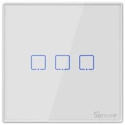 SONOFF smart διακόπτης T2EU3C-RF 433MHz, αφής, τριπλός, λευκός