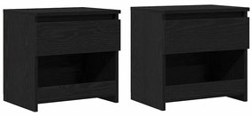 vidaXL Κομοδίνο 2 pcs Μαύρη Οξυά 40 x 30 x 39 εκ Επεξεργασμένο ξύλο