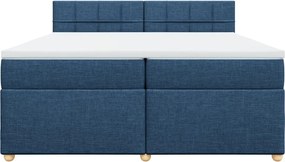 vidaXL Κρεβάτι Boxspring με Στρώμα Μπλε 200x200 εκ. Υφασμάτινο