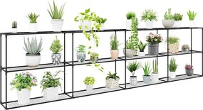 vidaXL Ράφι φυτών 3 επιπέδων Μαύρο 400 x 32 x 104 εκ. Ατσάλι