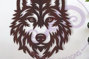 Intra απο ξύλο plywood 3mm-4mm πάχος – Σημάδι τέχνης τοίχου προσώπου λύκου, διάνυσμα αρχείου Δίασταση 40x30 cm INTRAFABR-115922690