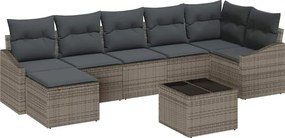vidaXL Σετ Καναπέ με μαξιλάρι 8 pcs Γκρι συνθετικό ρατάν