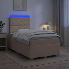 vidaXL Κρεβάτι box spring με στρώμα Κρεμ 120 x 200 cm Ύφασμα
