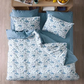 Σεντόνια Barat 01 (Σετ 4τμχ) Blue-Ecru Kentia Υπέρδιπλo 240x270cm 100% Βαμβάκι