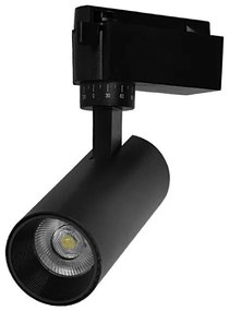 S-40014 Μονοφασικό Bridgelux COB LED Μαύρο Φωτιστικό Σποτ Ράγας 10W 230V 1250lm 30° Φυσικό Λευκό 4500k Globostar-S-40014-Μαύρο S-40014