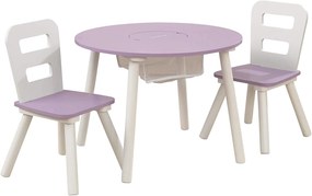 Τραπεζαρία KidKraft Round Table and 2 Chair Set-Λευκό / Φυσικό