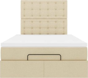 vidaXL Οθωμανικό κρεβάτι με στρώμα Cream 120x200cm ύφασμα