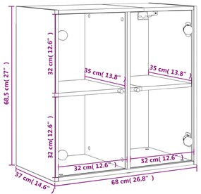 Ντουλάπι Τοίχου Καφέ Δρυς 68x37x68,5 εκ. Γυάλινες Πόρτες - Καφέ