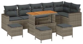 vidaXL Σετ Καναπέ Κήπου με μαξιλάρι 10 pcs Γκρι 110 x 55 x 71 εκ