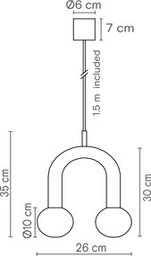 Κρεμαστό Φωτιστικό Rigoberta Pendant Super Curved 2xG9 Λευκό Ματ