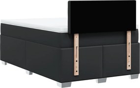vidaXL Κρεβάτι Boxspring με Στρώμα Μαύρο 120 x 200 εκ. Συνθετικό Δέρμα