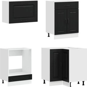 vidaXL Μονάδα κουζίνας KALMAR 8 pcs Μαύρο Επεξεργασμένο Ξύλο