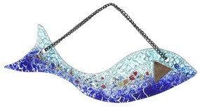 Διακοσμητικό Τοίχου Ψάρι 3-70-344-0026 25x2x8-14cm Blue Inart Γυαλί