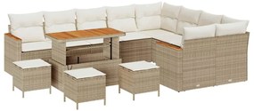 vidaXL Σετ Καναπέ Κήπου με μαξιλάρι 13 pcs Μπεζ Πολυ ράταν
