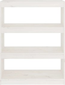 vidaXL Βιβλιοθήκη/Διαχωριστικό Χώρου Λευκή 80x30x103,5 εκ. Μασίφ Πεύκο