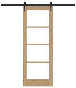vidaXL Σετ Συρόμενης Πόρτας  με Εξαρτήματα 73.5x198.5 cm Μασίφ Ξύλο Πεύκου
