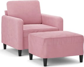 vidaXL Πολυθρόνα Ροζ 60 εκ. Βελούδινη με Υποπόδιο